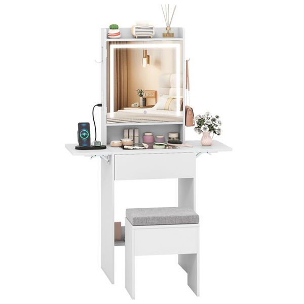 Expandable Makeup Vanity 19.5 to 37 Inch with Charging Station view 2