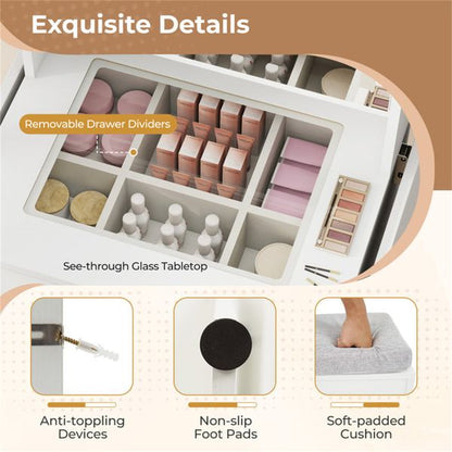 Expandable Makeup Vanity 19.5 to 37 Inch with Charging Station view 10