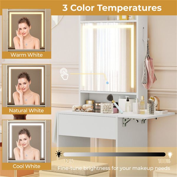 Expandable Makeup Vanity 19.5 to 37 Inch with Charging Station view 8