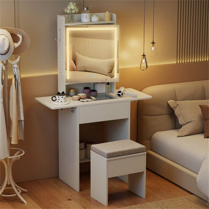 Expandable Makeup Vanity 19.5 to 37 Inch with Charging Station view 1