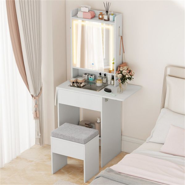 Expandable Makeup Vanity 19.5 to 37 Inch with Charging Station view 5