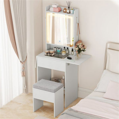 Expandable Makeup Vanity 19.5 to 37 Inch with Charging Station view 5