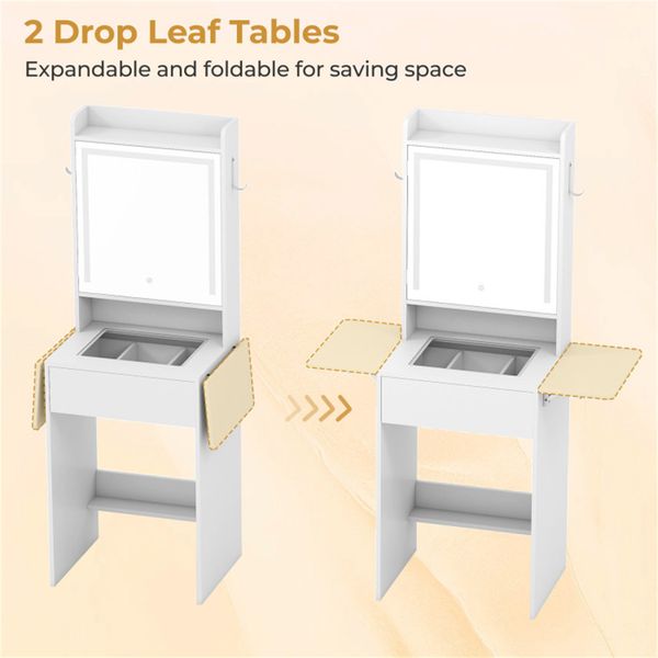 Expandable Makeup Vanity 19.5 to 37 Inch with Charging Station view 4