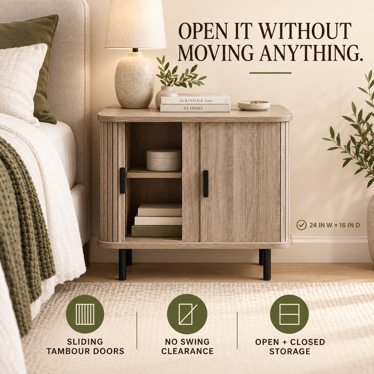 Open the storage without moving around a door