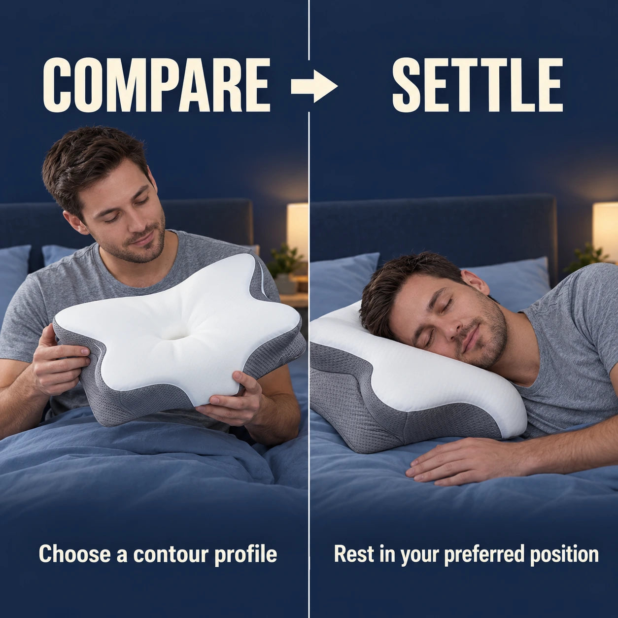 Adult comparing the contour and then resting on the chosen profile