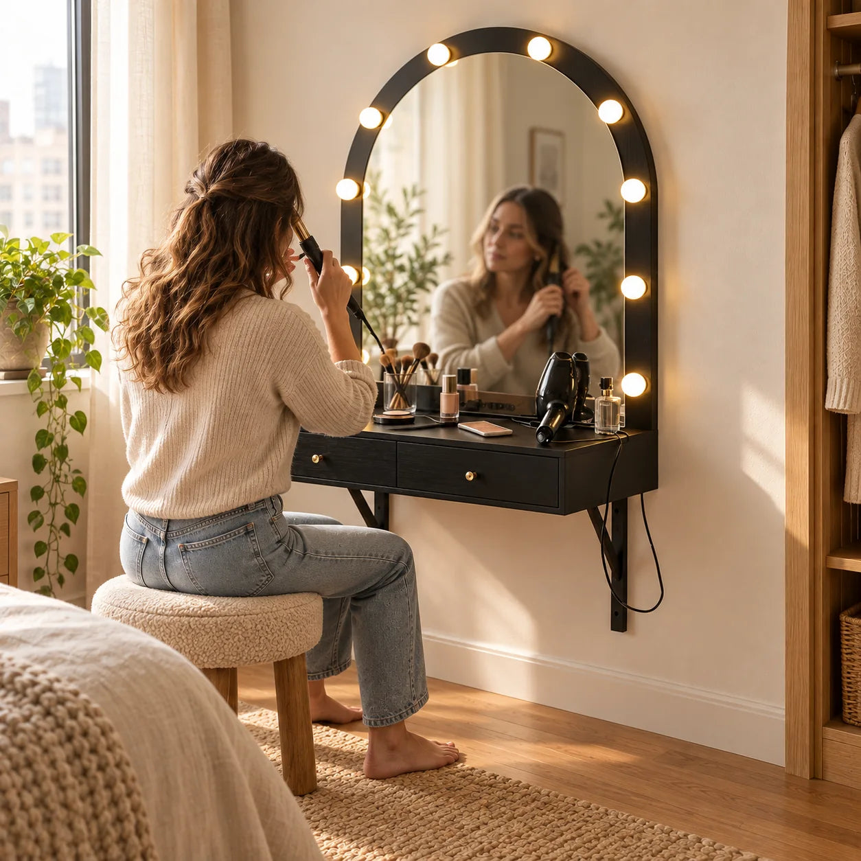 Create a place to get ready where no furniture used to fit